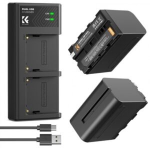 K&F Concept NP-F970 2 Pack Batteries and Dual Charger (6600mAh)