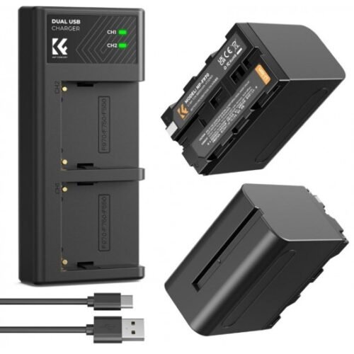 K&F Concept NP-F970 2 Pack Batteries and Dual Charger (6600mAh)