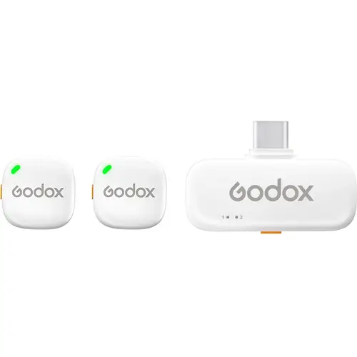 Godox C01 2-Person Wireless Microphone System with USB-C Connector for Mobile Devices (2.4 GHz, White)
