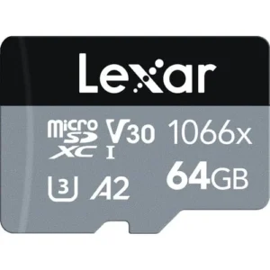 Lexar 64GB 160 Mbps Professional 1066x UHS-I microSDXC Memory Card with SD Adapter (SILVER Series)