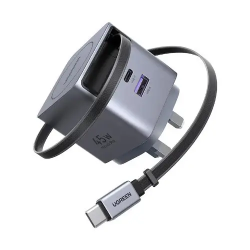UGREEN Nexode Pro – 45W 2-Port GaN Fast Charger with Retractable Cable – X614